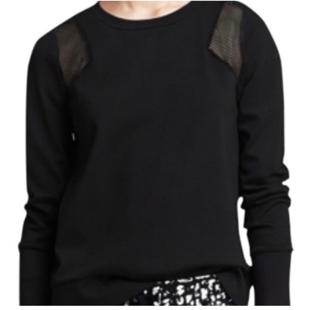 Banana Republic Black Mesh Shoulder Sweatshirt Long Sleeve Crew Neck Womens SZ M